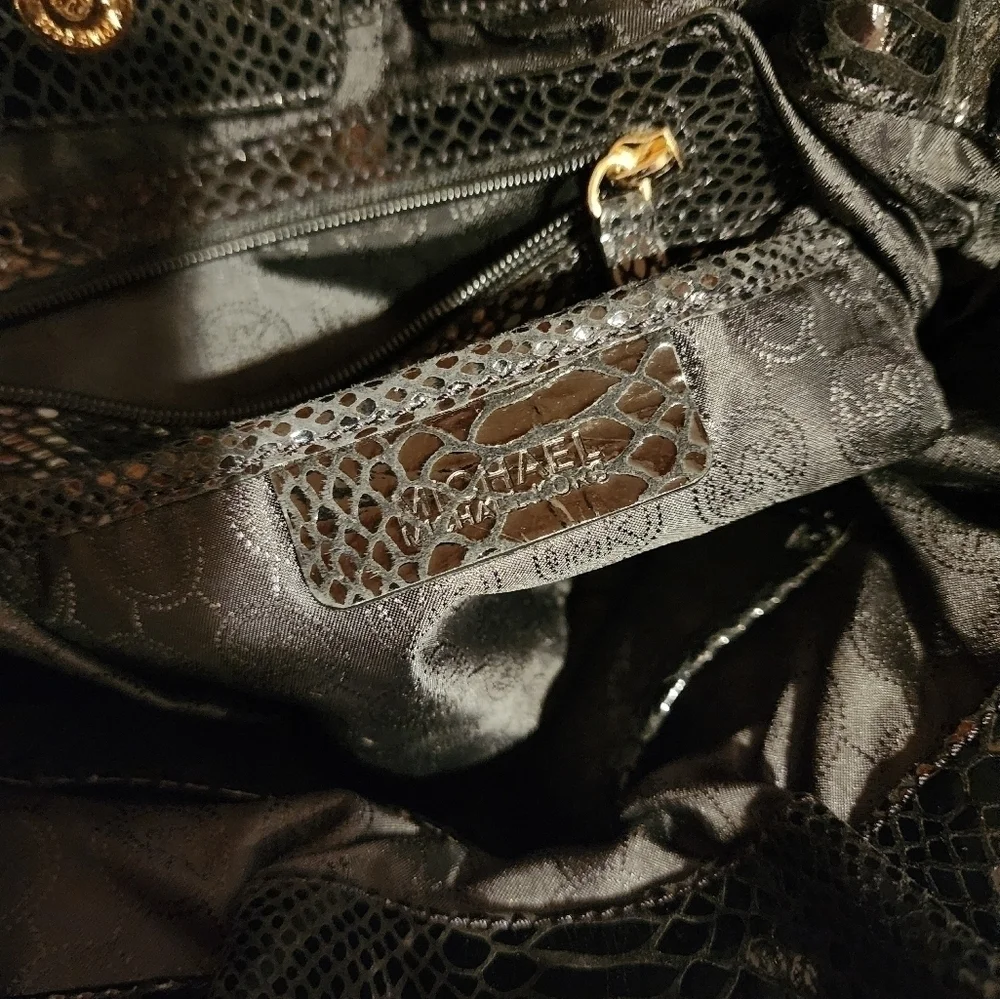 Michael Kors Gansevoort Tote/ Handbag with Croc embossed patent leather trims